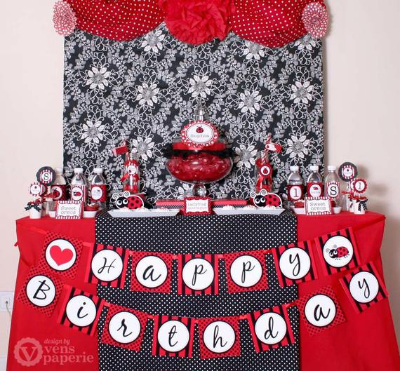 Ladybug Birthday Decorations
 Red LadyBug Birthday Party Package Personalized FULL