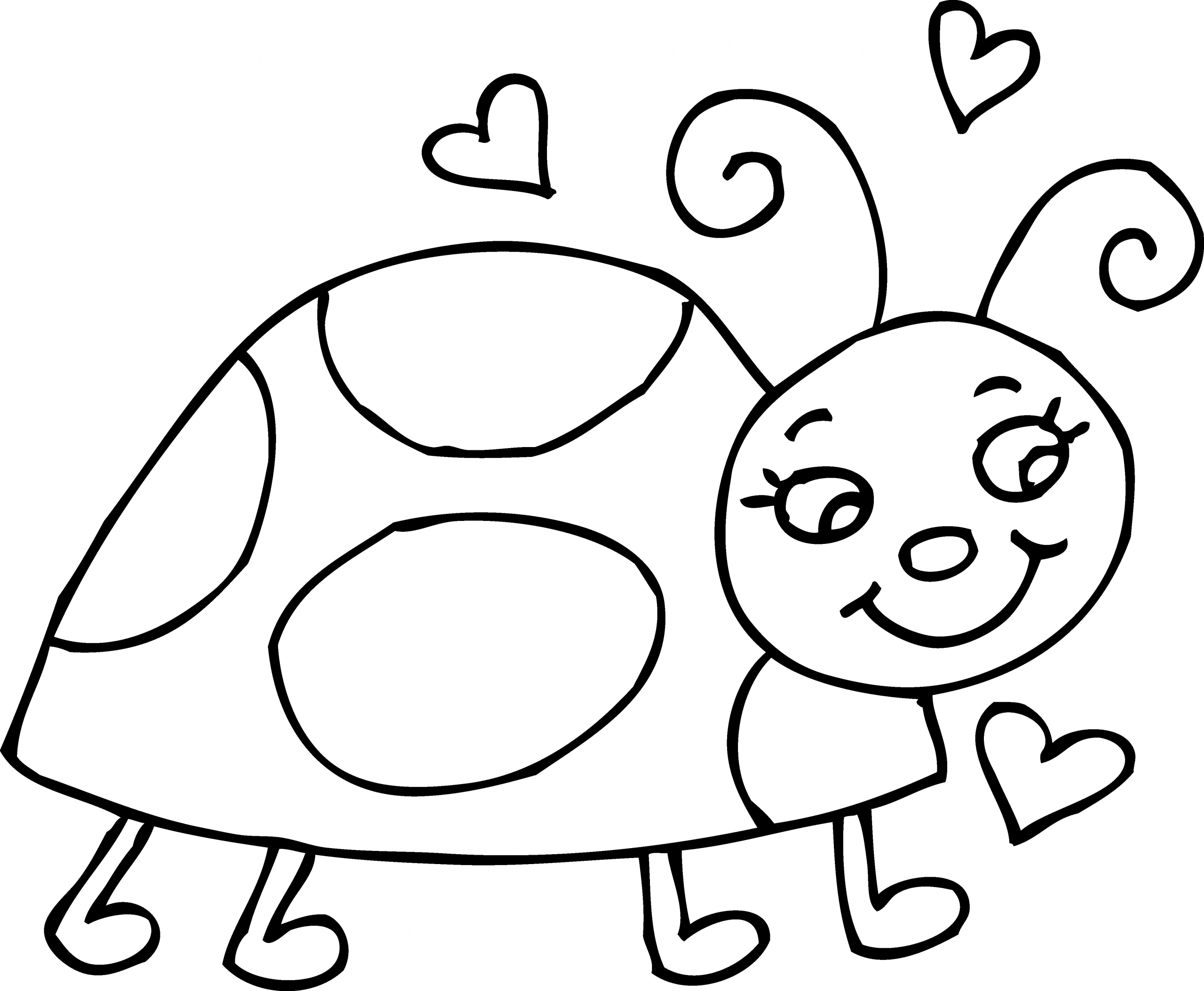 Ladybug Printable Coloring Pages
 Line Art of Cute Ladybug With Hearts Free Clip Art