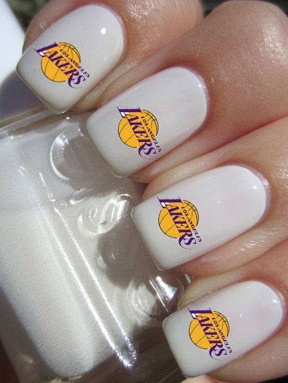 Lakers Nail Designs
 Los Angeles Lakers NBA Basketball nail decals by