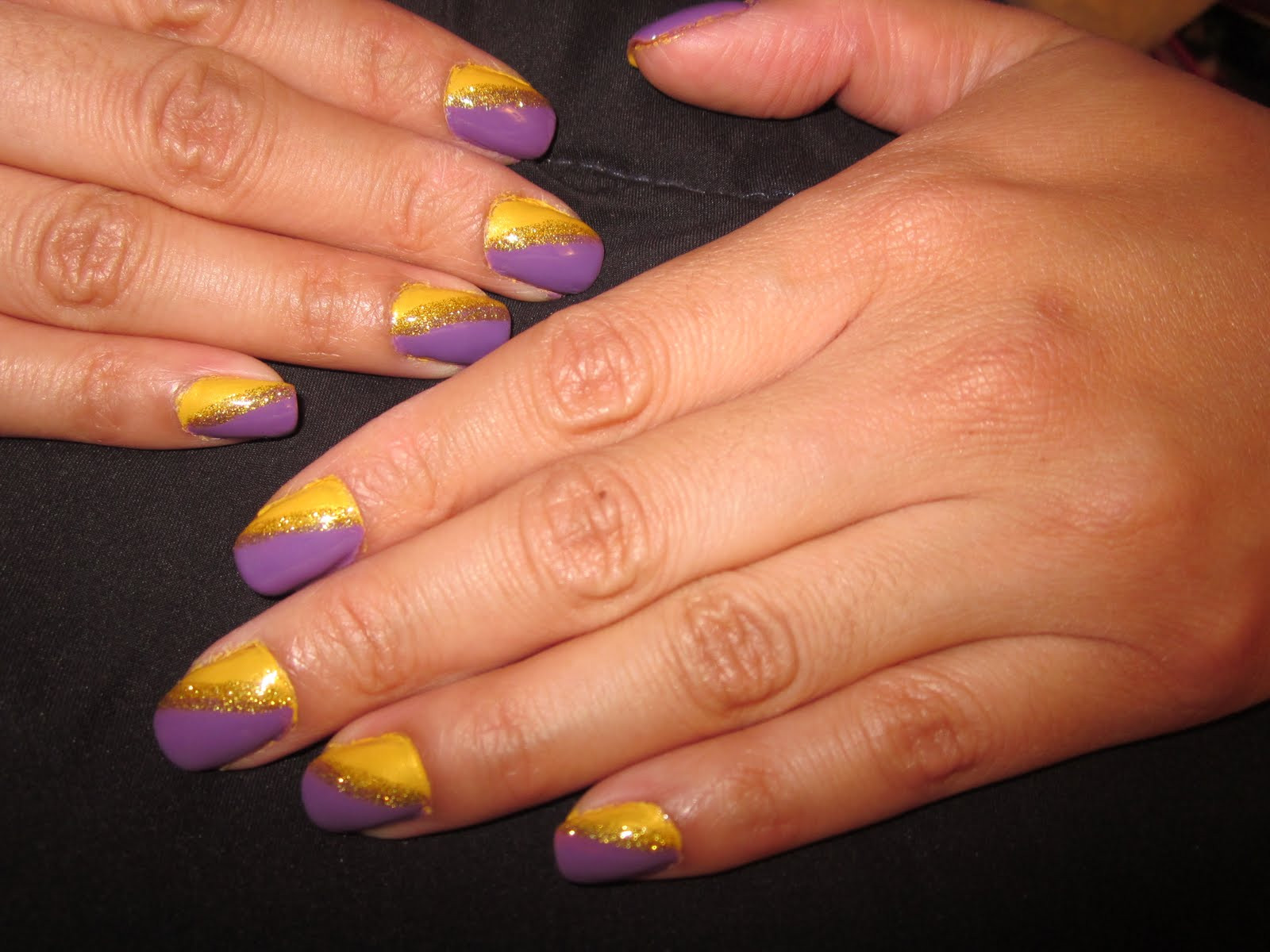 2. Purple and Gold Lakers Nail Design - wide 10
