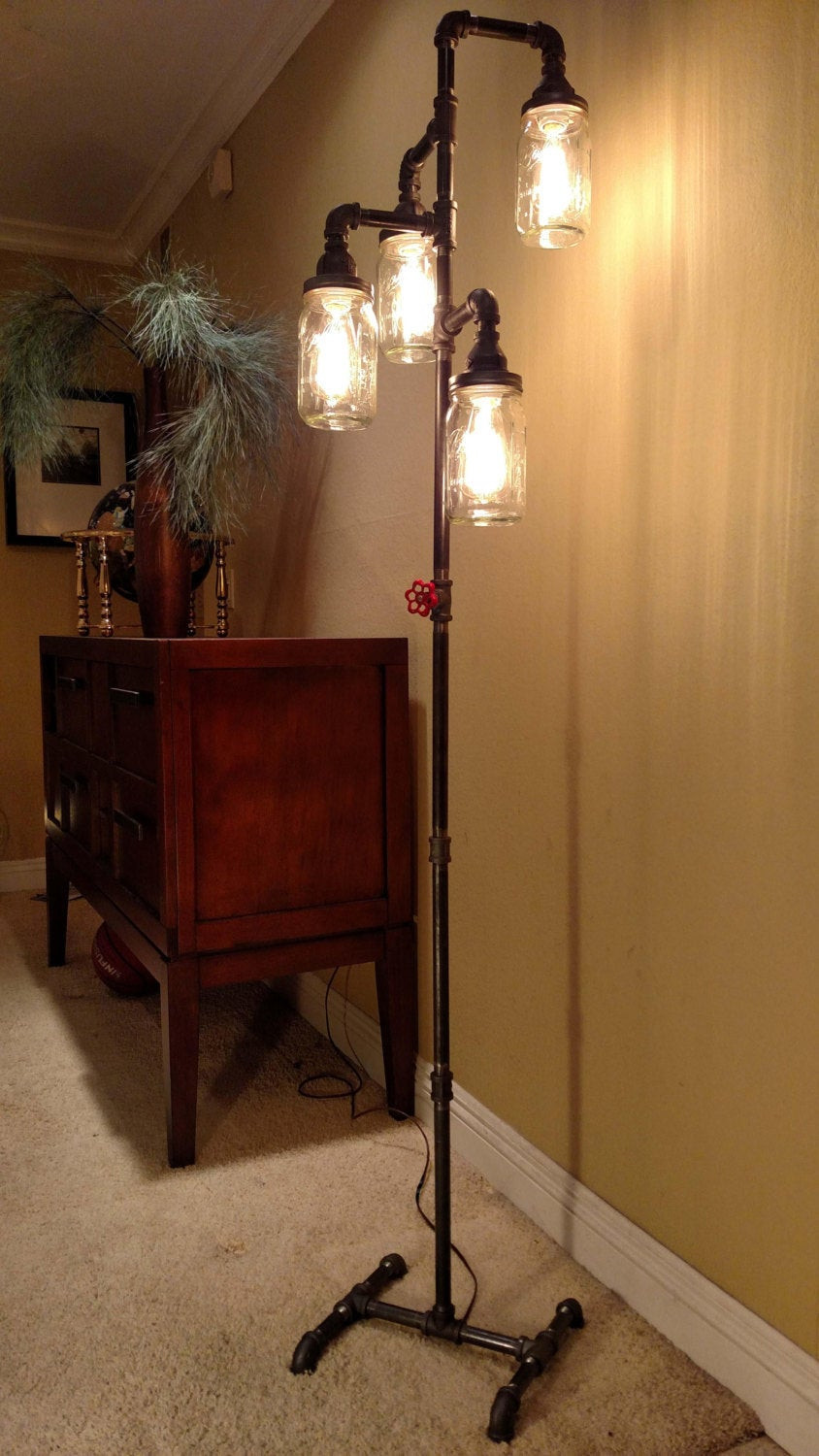 Lamp For Living Room
 Pipe Floor Lamp 4 fixture Living Room Steampunk Mason Jar DOES
