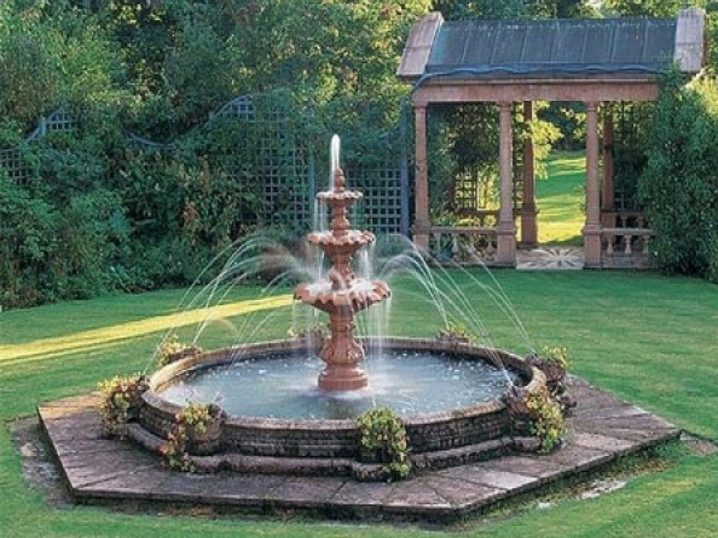 Landscape Around Fountain
 Hot tub landscaping water fountain landscaping ideas
