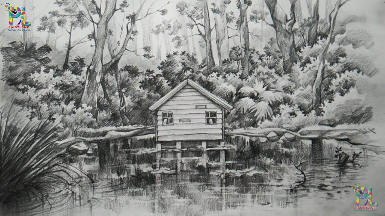Landscape Design Drawings
 How To Draw and Shade A Landscape In A Forest With PENCIL