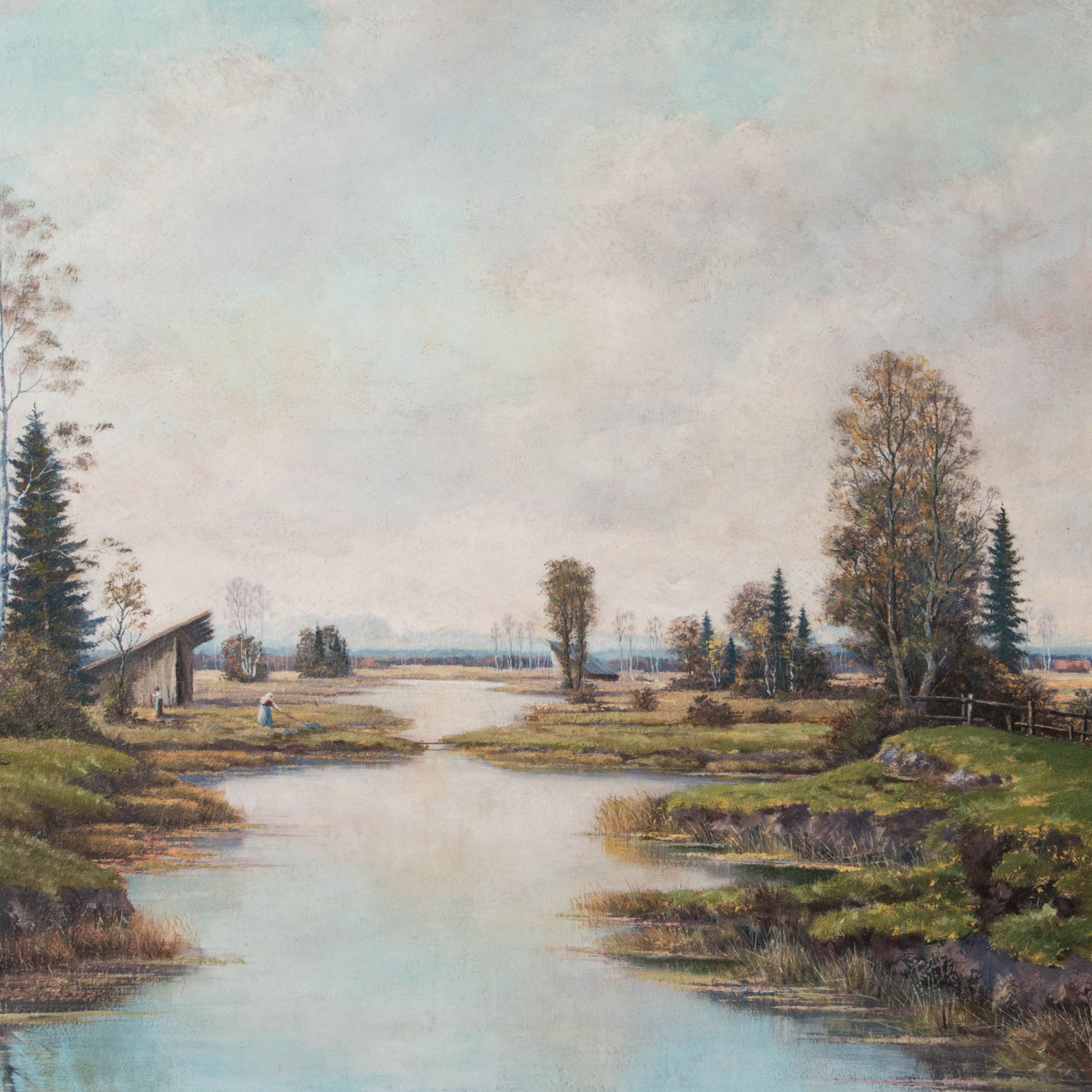 Landscape Oil Paintings
 Early 20th Century Vintage Signed German Landscape Oil