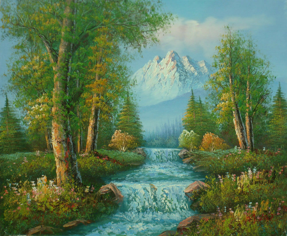 Landscape Oil Paintings
 Oil Painting of Landscape Trees River Mountain Beautiful