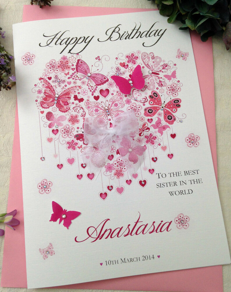 Large Birthday Cards
 Handmade Personalised Pink Heart Birthday Card