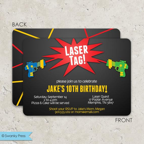 Laser Tag Birthday Party Invitations
 Laser Tag Birthday Invitations Fun 2 sided by swankypress