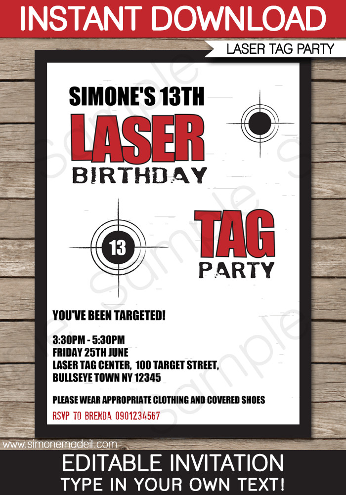 Laser Tag Birthday Party Invitations
 Laser Tag Party Invitations