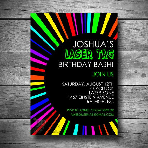 Laser Tag Birthday Party Invitations
 Laser Tag Birthday Invitation Rainbow Invite Printable