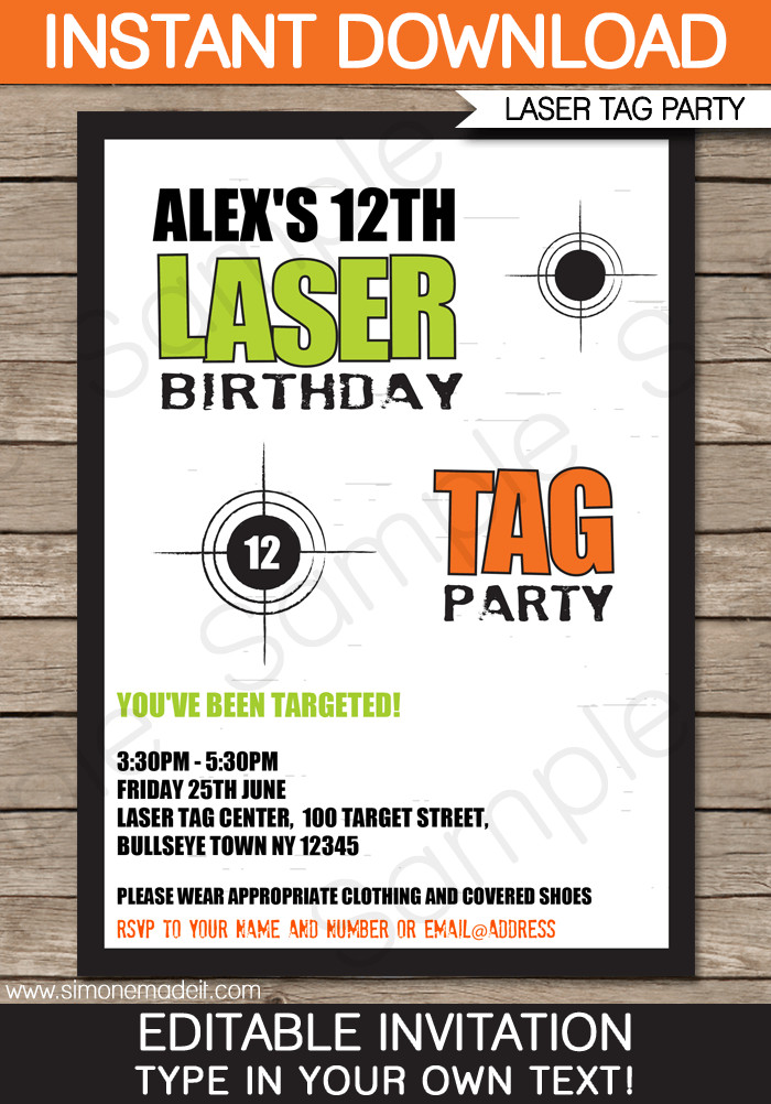 Laser Tag Birthday Party Invitations
 Laser Tag Invitation Template