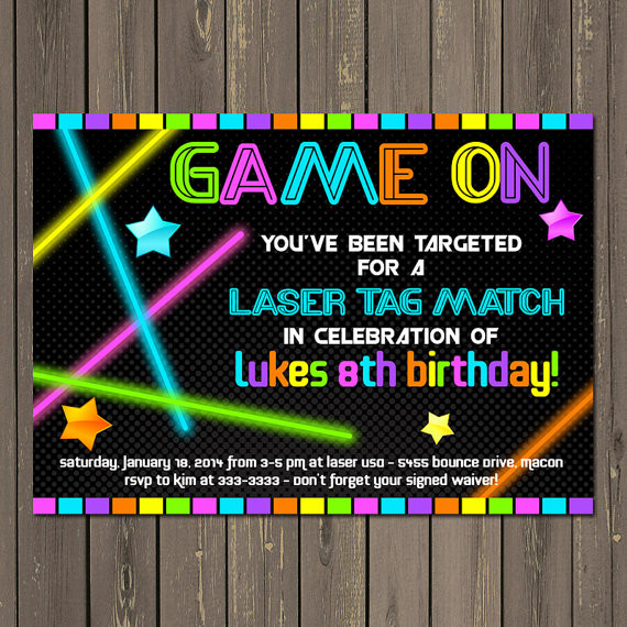 Laser Tag Birthday Party Invitations
 Laser Tag Invitation Laser Tag Birthday Invitation Neon