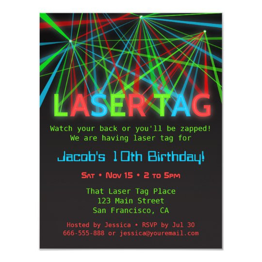 Laser Tag Birthday Party Invitations
 Neon Words Laser Tag Birthday Party Invitations