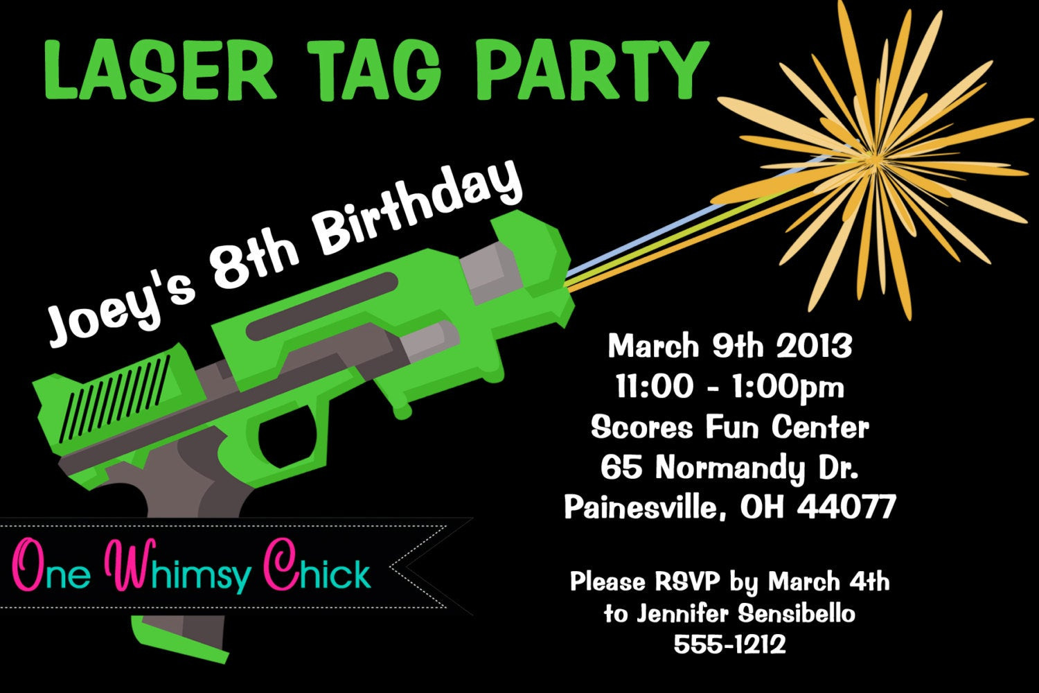 Laser Tag Birthday Party Invitations
 Laser Tag Birthday Invitation Printable or von eWhimsyChick