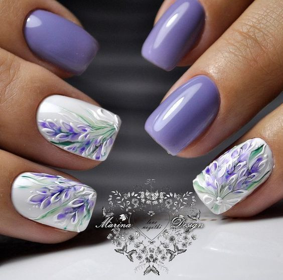 Lavender Nail Designs
 Beautiful Lavender Purple Nail Design Purple Wedding
