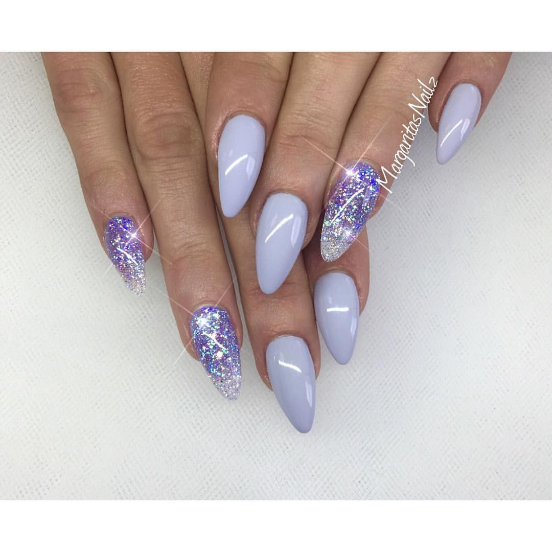 Lavender Nail Designs
 Purple almond nails glitter nail art in 2019