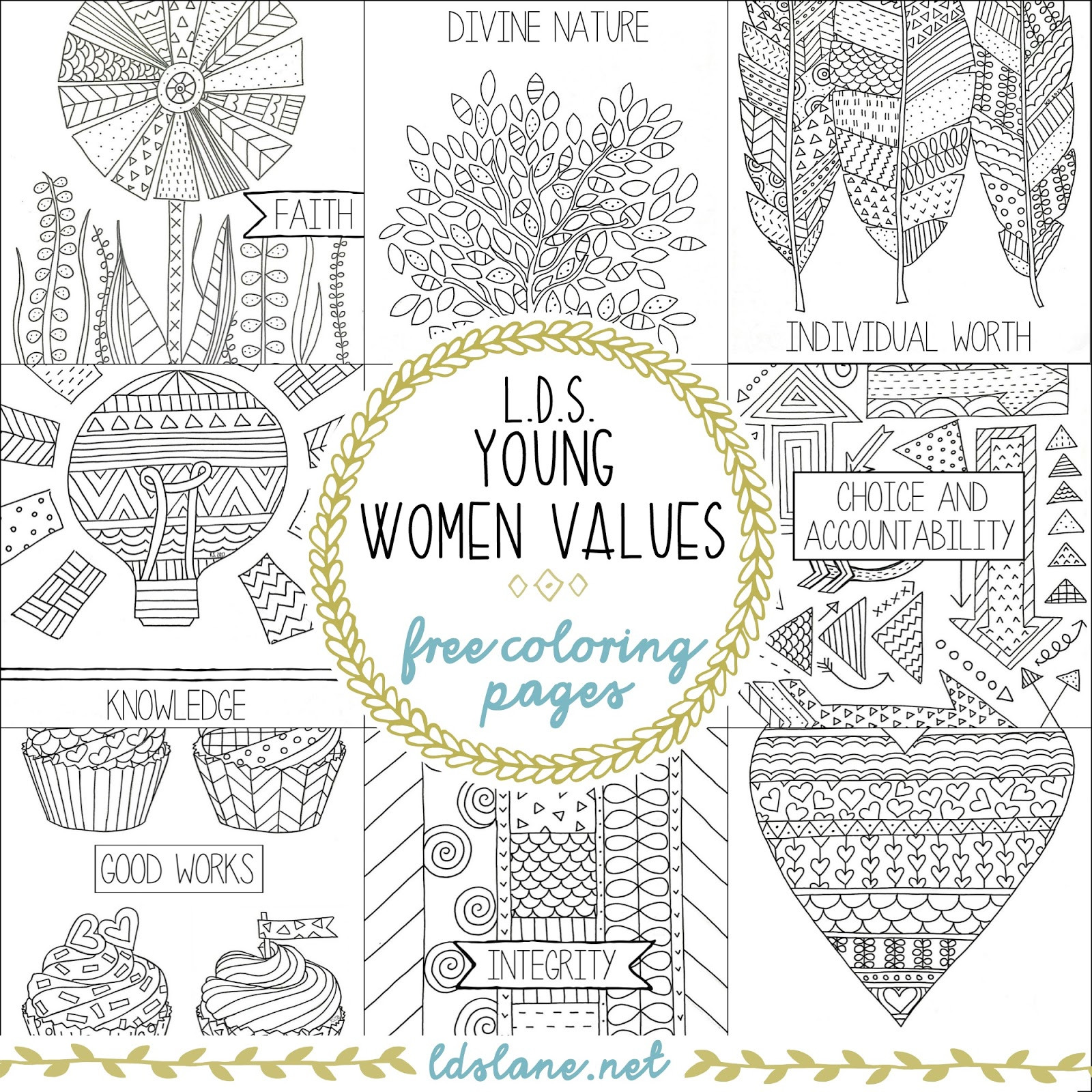 Lds Coloring Pages For Adults
 LDS Young Women Values Coloring Pages