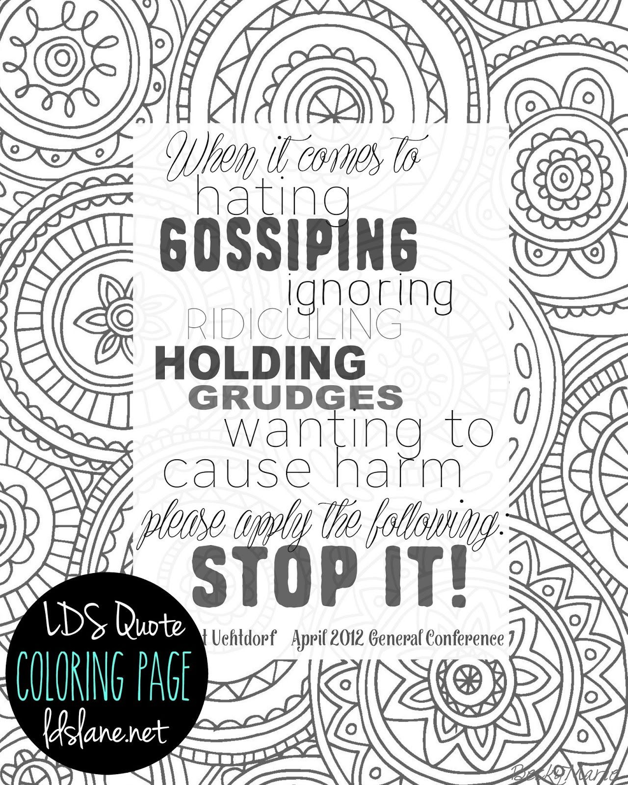 Lds Coloring Pages For Adults
 LDS Quote Coloring Page free printable ldslane