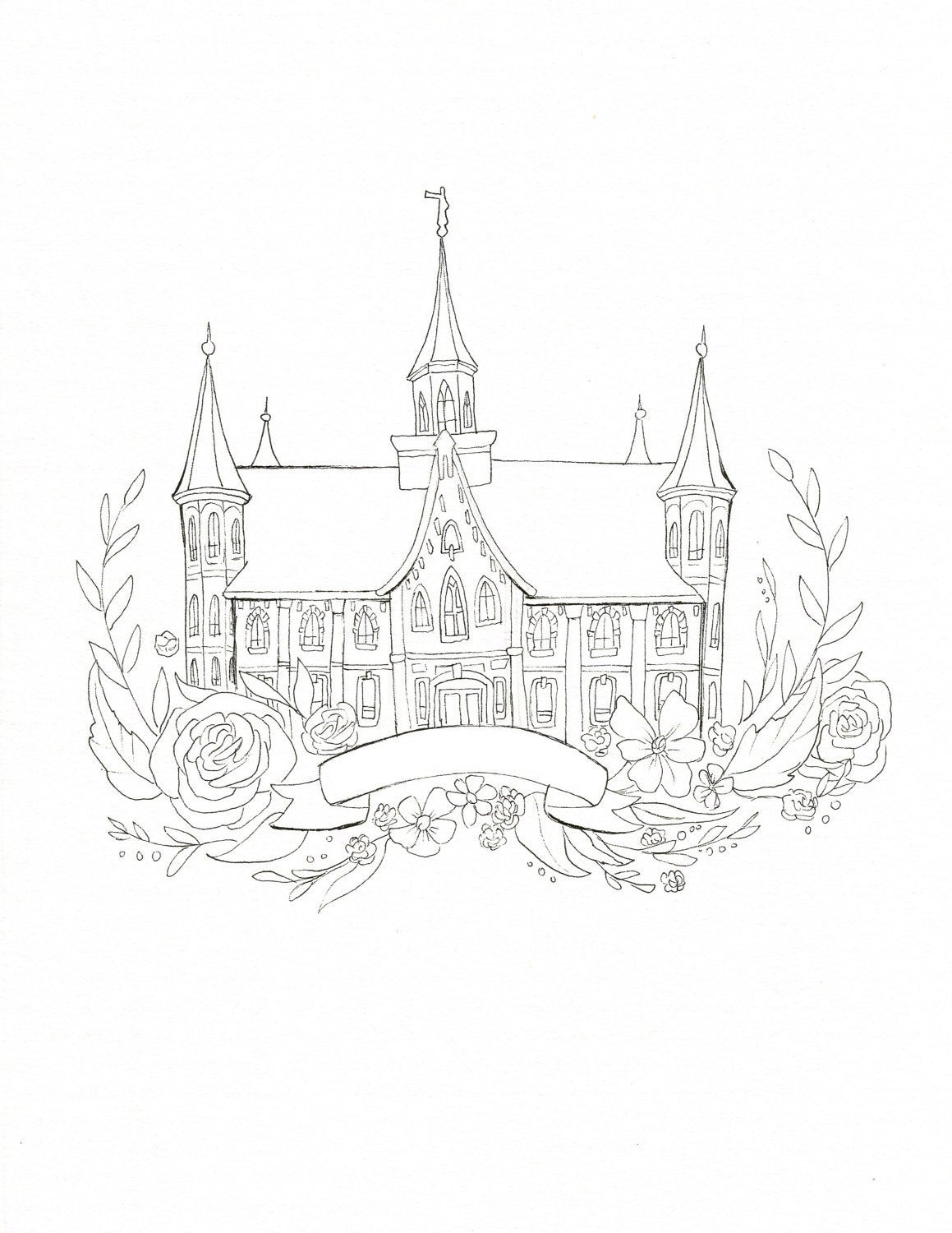 Lds Coloring Pages For Adults
 Provo City Center Temple Coloring page DIY painting Adult