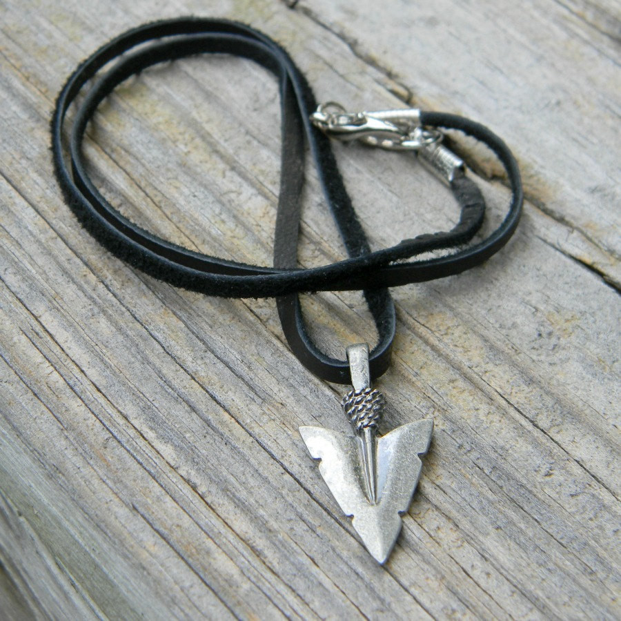 Leather Necklaces For Men
 Arrowhead necklace mens leather cord uni deerskin suede