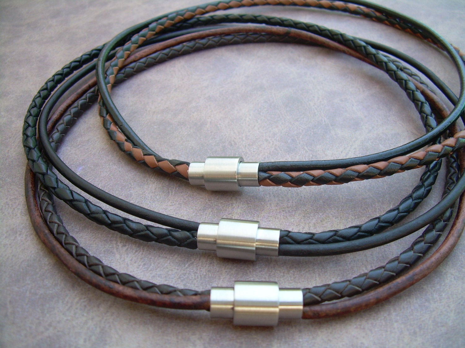 Leather Necklaces For Men
 Mens Leather Necklace Stainless Steel Magnetic Clasp Mens