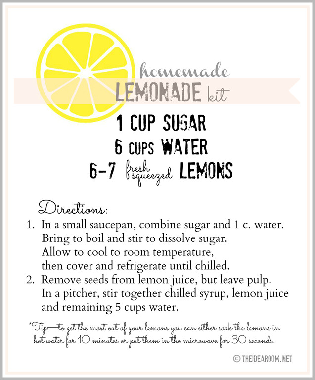 Lemonade Recipes For Kids
 Homemade Lemonade Gift Kit and Printables The Idea Room