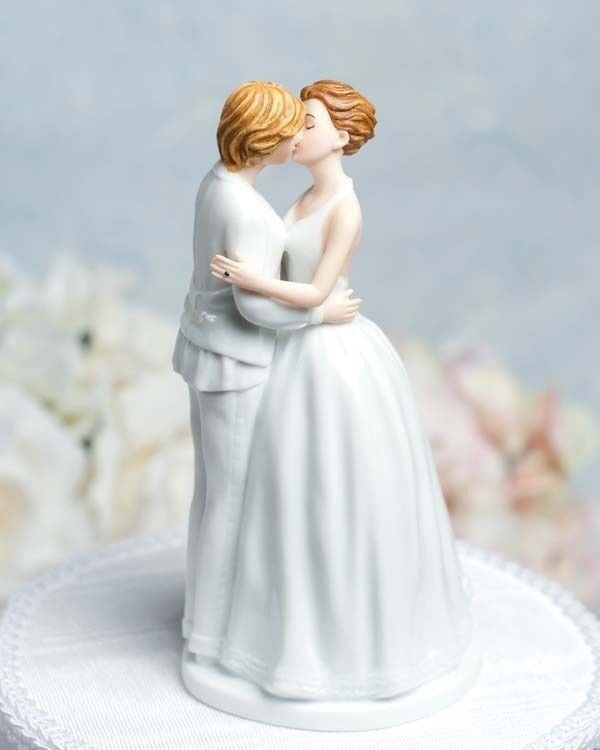 Lesbian Wedding Cake Toppers
 Gay Lesbian Romance Kissing Bride Female Couple Wedding