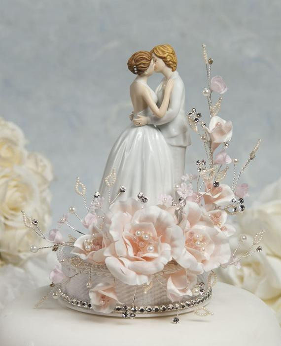 Lesbian Wedding Cake Toppers
 Crystal Romance Lesbian Gay Wedding Cake by