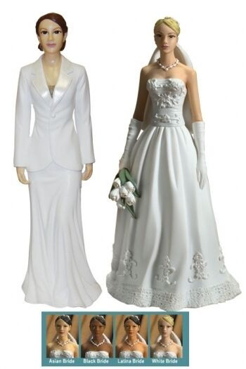 Lesbian Wedding Cake Toppers
 Interracial Interchangable Gay Lesbian Wedding Cake Topper