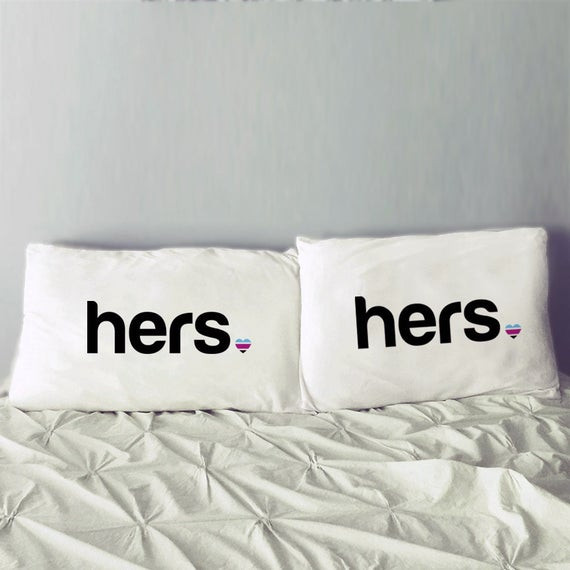 Lesbian Wedding Gift
 Lesbian Gift Hers and Hers Pillows Lesbian Wedding Gift