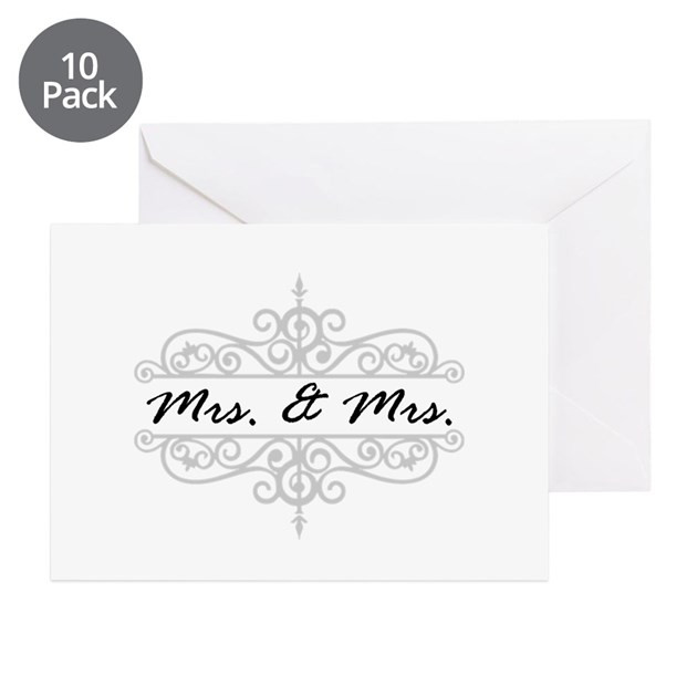 Lesbian Wedding Gift
 Mrs And Mrs Lesbian Wedding Gift Greeting Cards by
