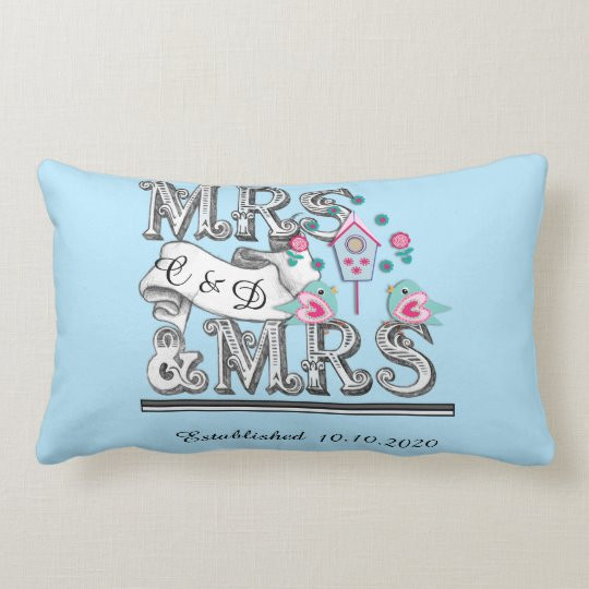 Lesbian Wedding Gift
 Mrs and Mrs Personalized Lesbian Wedding Gift Lumbar