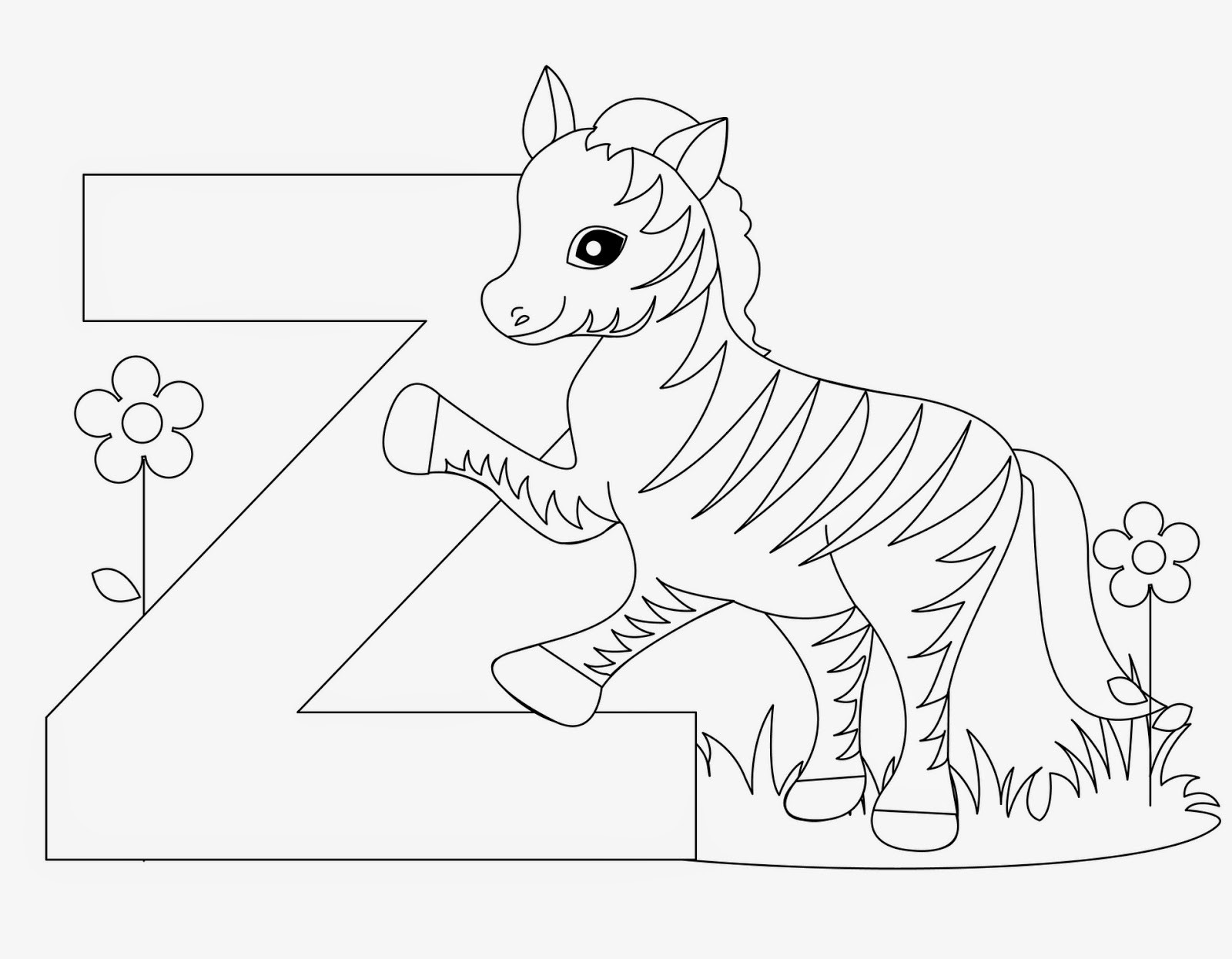 Letter A Coloring Pages For Toddlers
 Kids Page Z is for Zebra Animal Alphabet Letters Worksheet