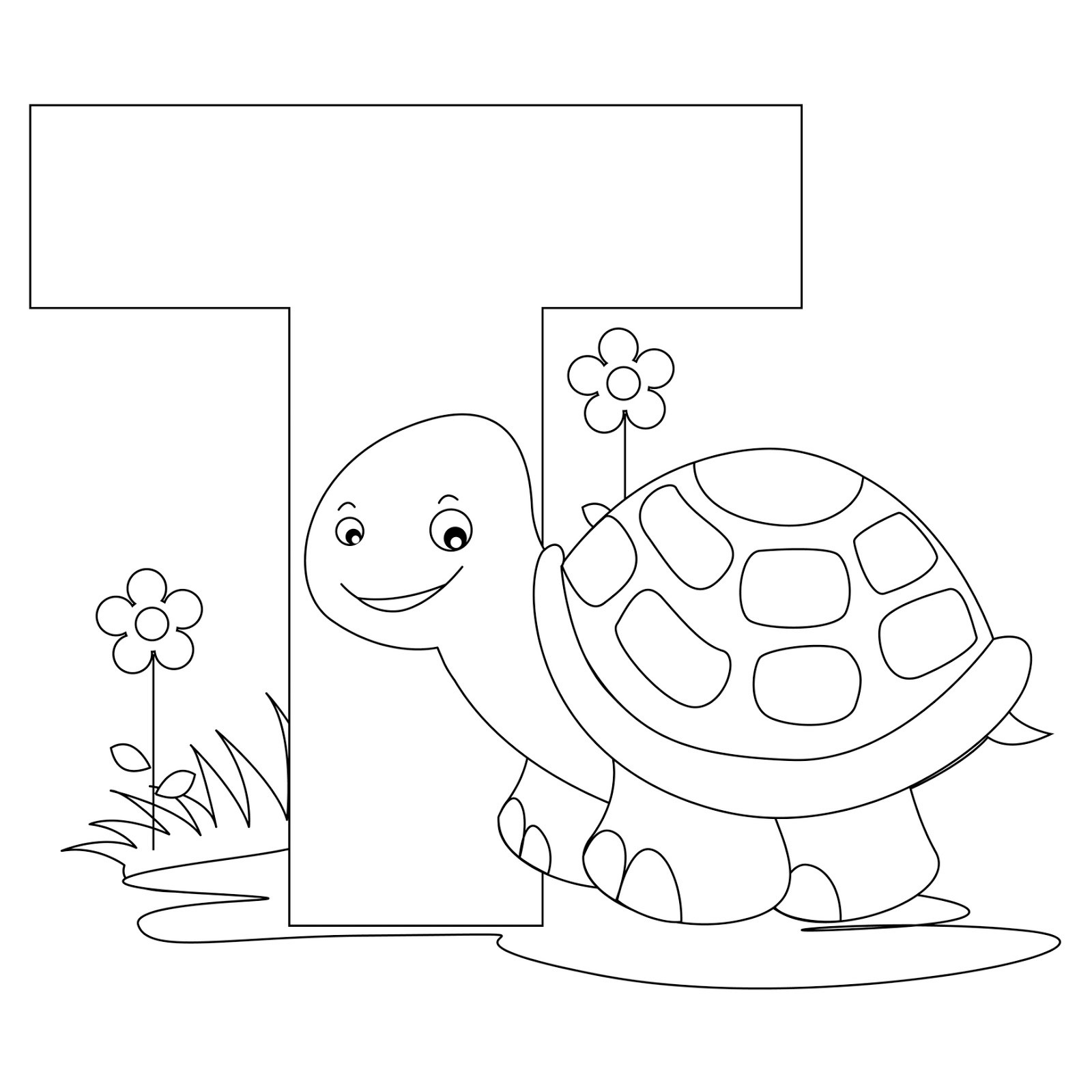 Letter A Coloring Pages For Toddlers
 Animal Alphabet Letter T coloring Turtle coloring