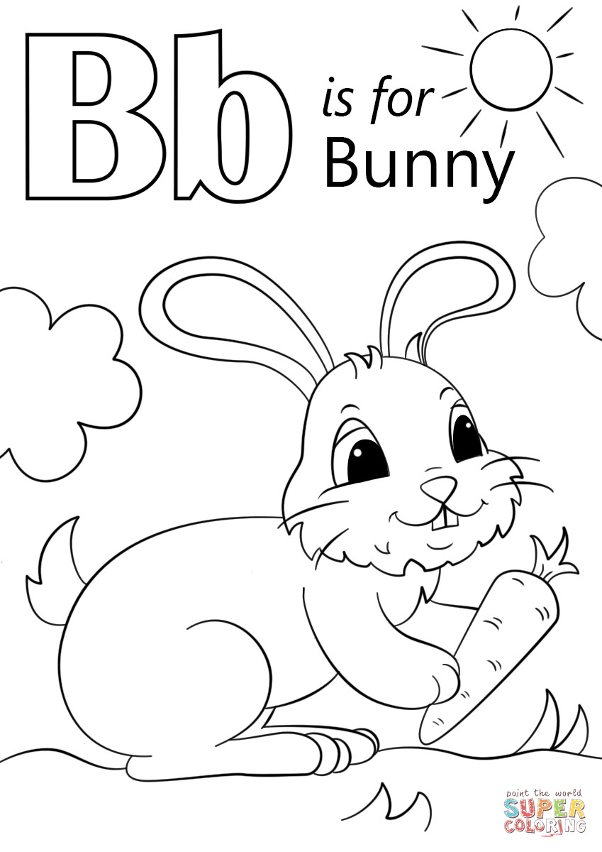 Letter B Coloring Pages For Toddlers
 Letter B is for Bunny coloring page
