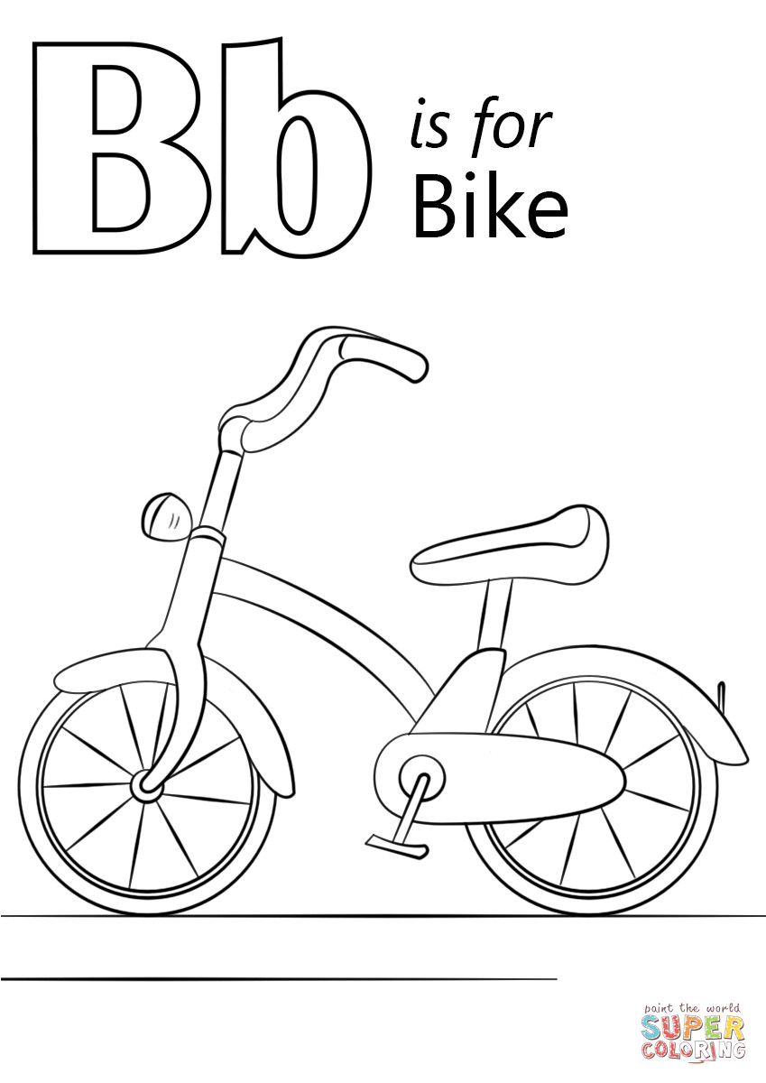 Letter B Coloring Pages For Toddlers
 Letter B is for Bike coloring page