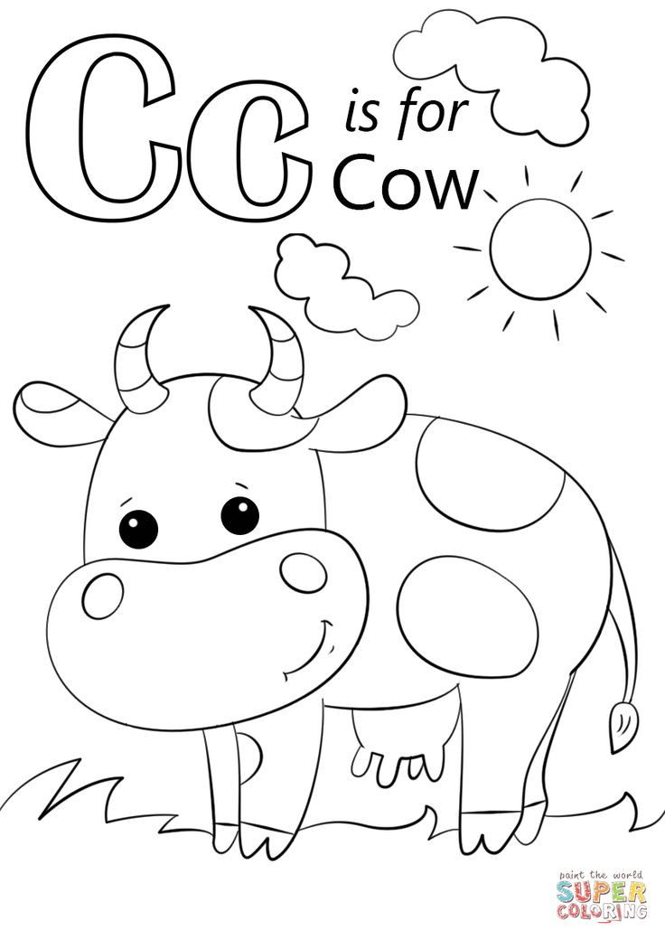 Letter C Coloring Pages For Toddlers
 Letter C is for Cow coloring page from Letter C category