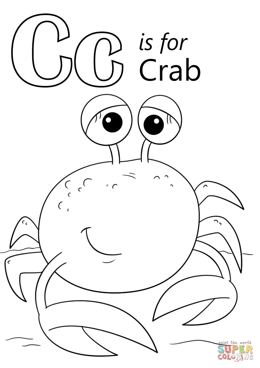 Letter C Coloring Pages For Toddlers
 Letter C is for Crab coloring page