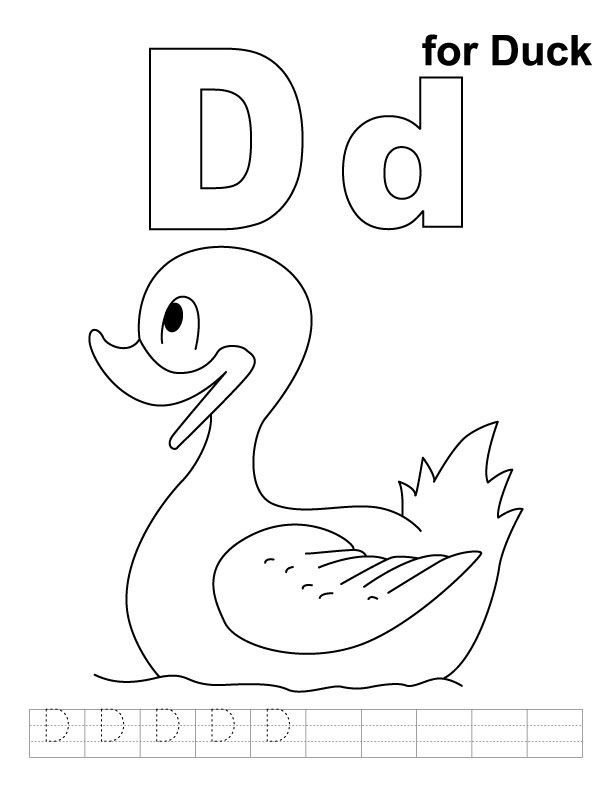 Letter D Coloring Pages For Toddlers
 D for duck coloring page with handwriting practice