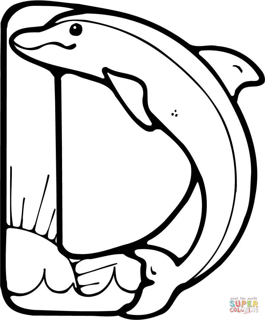 Letter D Coloring Pages For Toddlers
 Letter D is for Dolphin coloring page