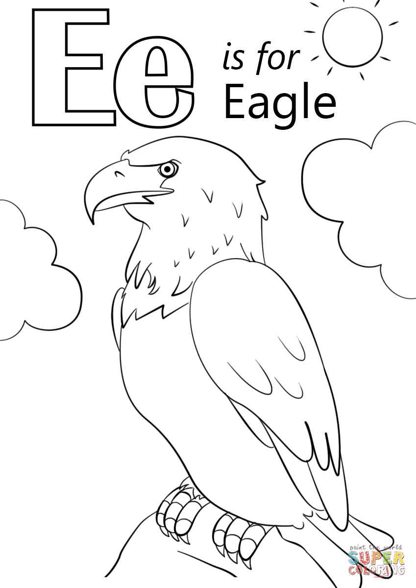 Letter E Coloring Pages For Toddlers
 Letter E is for Eagle coloring page