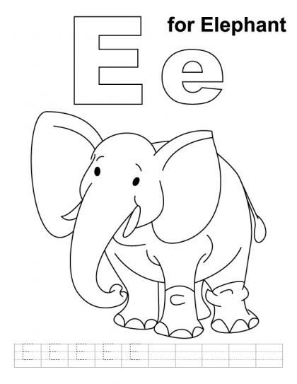 Letter E Coloring Pages For Toddlers
 E for elephant coloring page with handwriting practice