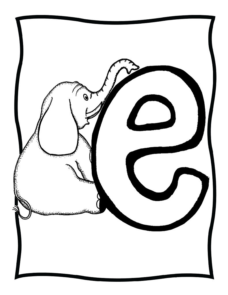 Letter E Coloring Pages For Toddlers
 e is for Elephant coloring