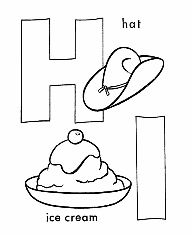 Letter H Coloring Pages For Toddlers
 ABC Coloring Sheet Letter H I is for Hat and Ice Cream