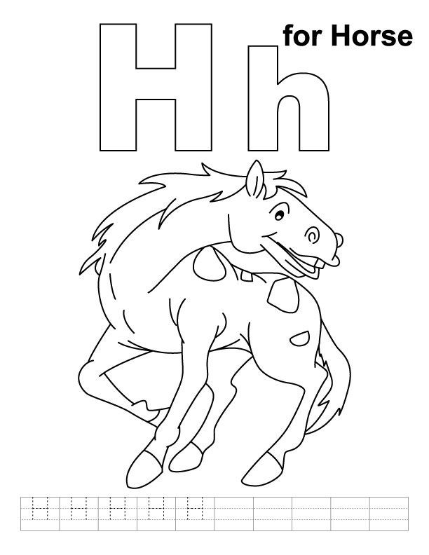 Letter H Coloring Pages For Toddlers
 H for horse coloring page with handwriting practice