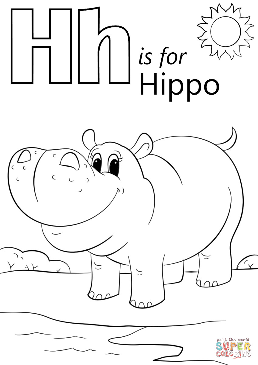 Letter H Coloring Pages For Toddlers
 Letter H is for Hippopotamus coloring page