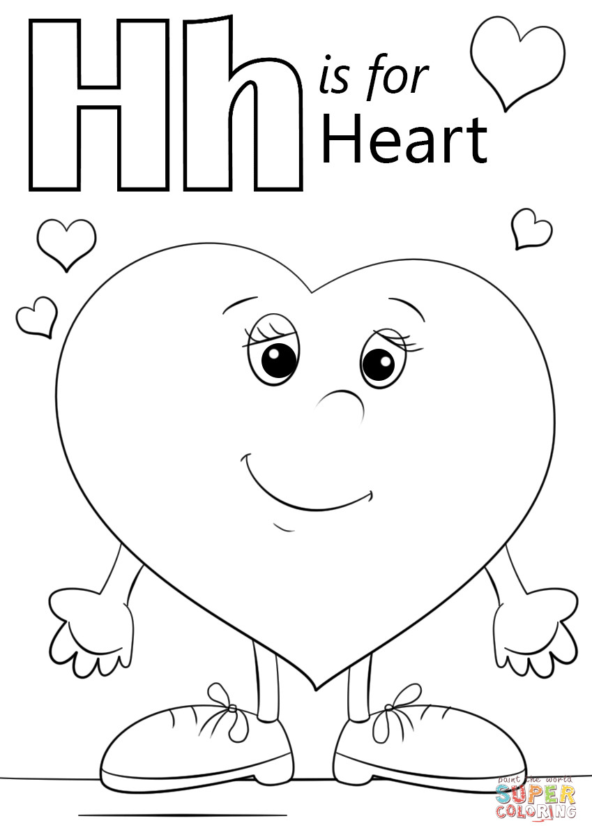 Letter H Coloring Pages For Toddlers
 Letter H is for Heart coloring page