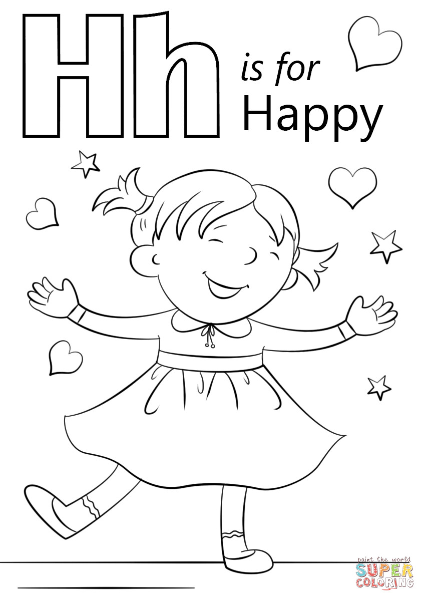Letter H Coloring Pages For Toddlers
 Letter H is for Happy coloring page