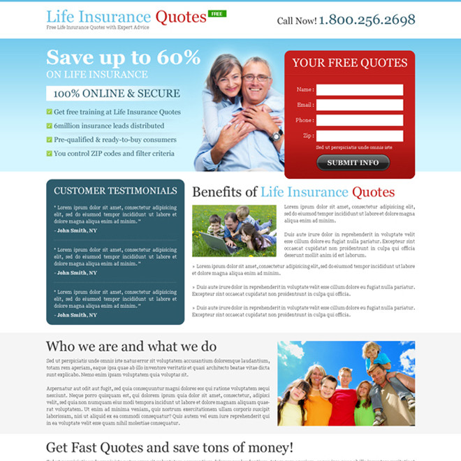 Life Assurance Online Quotes
 life insurance landing page design template to capture