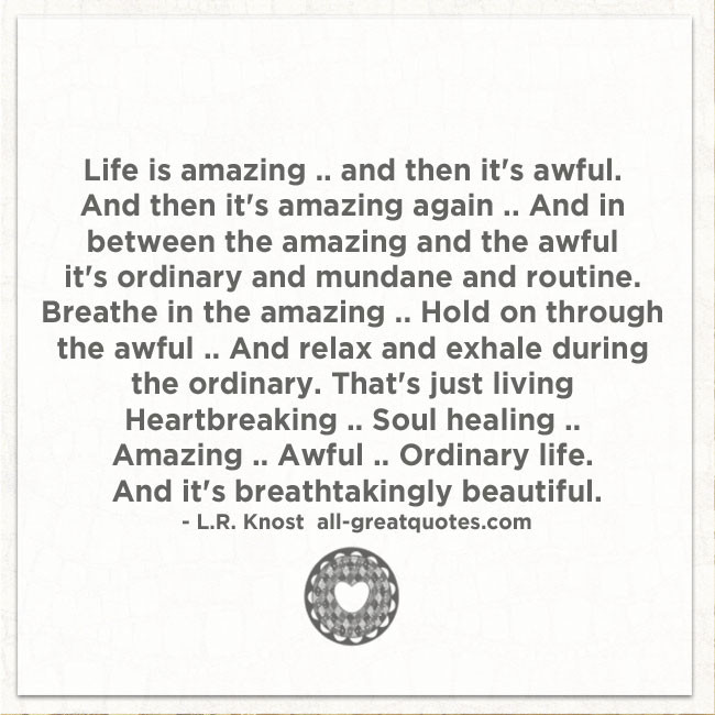 Life Is Amazing Quote
 Life is amazing and then it s awful