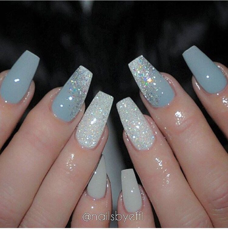 Light Blue Glitter Nails
 Pinterest nattat74